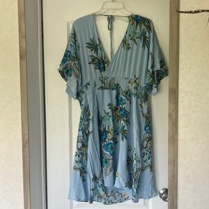 ODDY Light Blue Floral Dress with Bright Blue & Green Accents